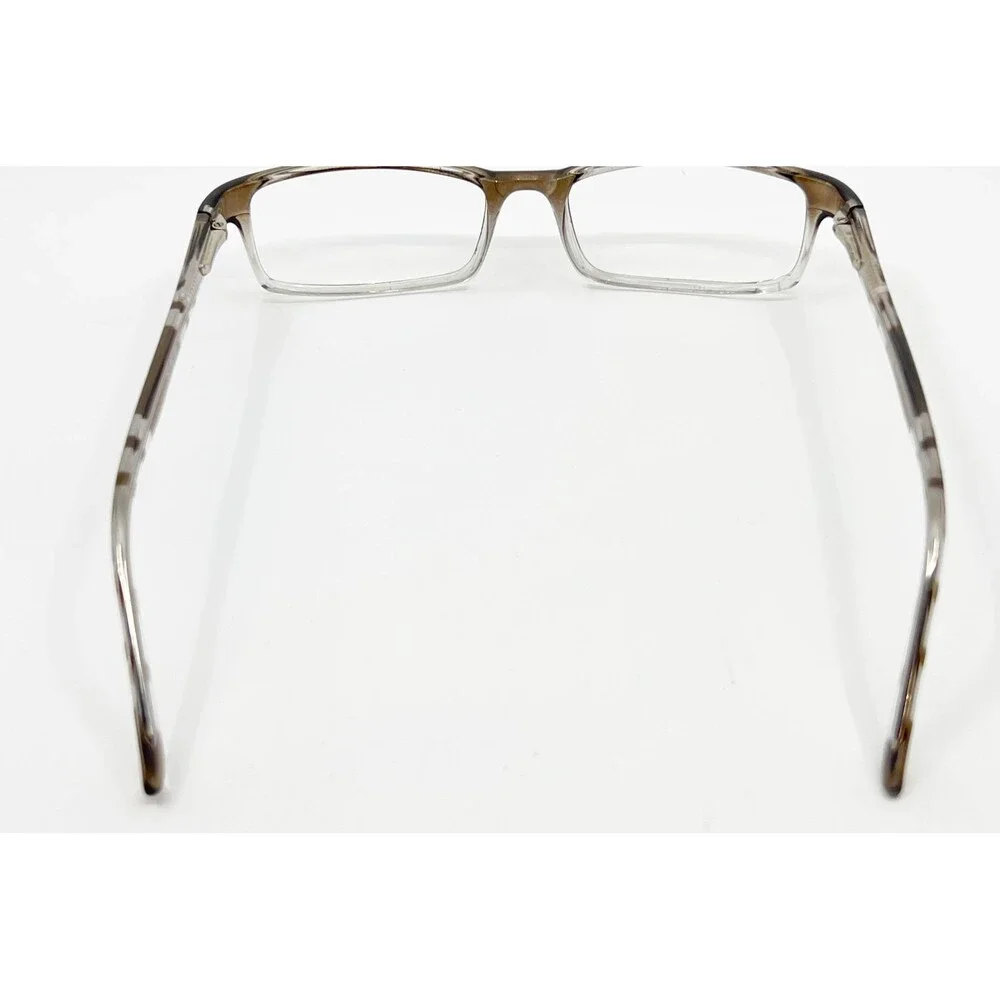 US60 Eyeglasses Frames Mens Grey Clear Ombre Rectangle 52-18-140